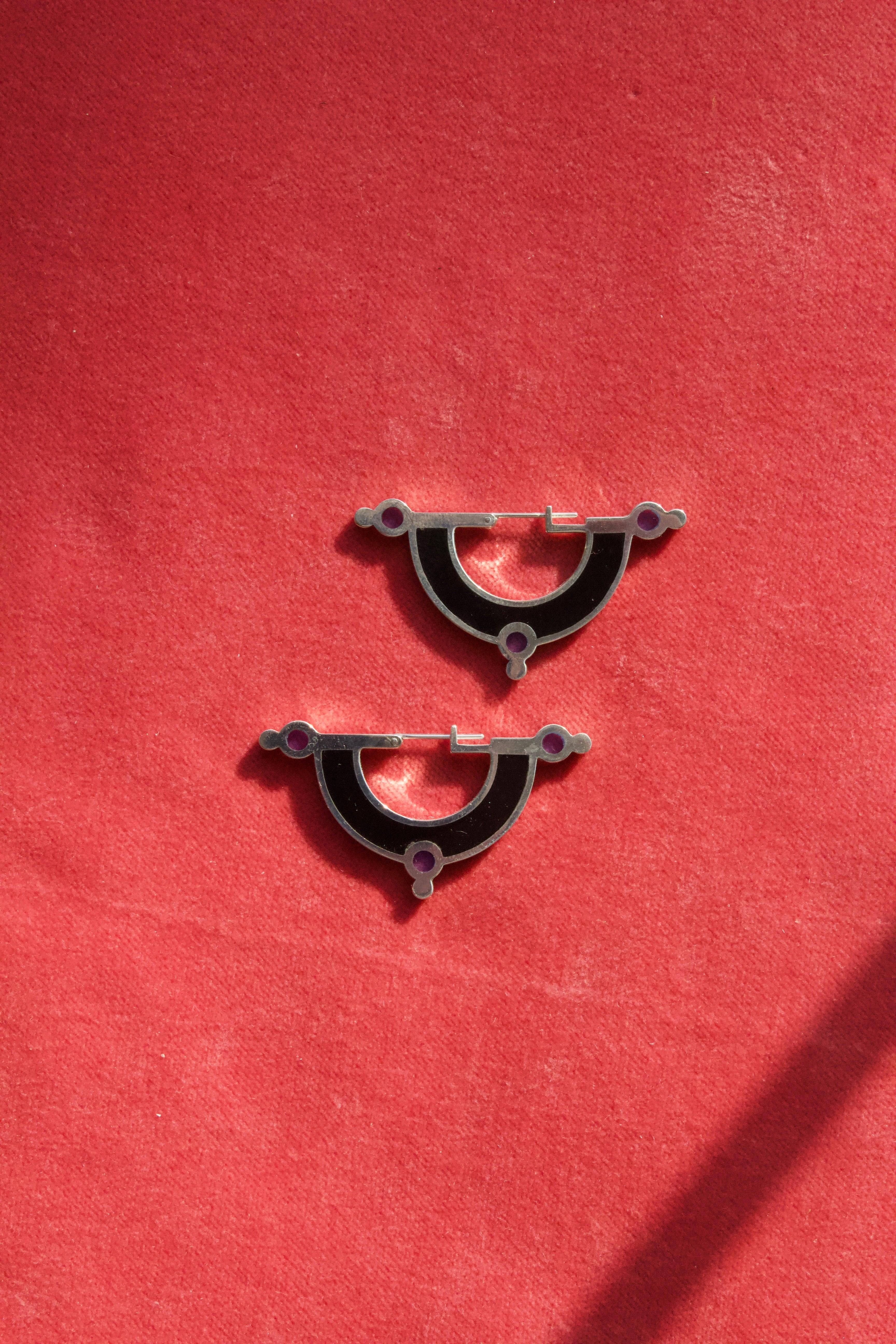 Day Dreaming Earrings - Solid Inlay Black/Blue - Eugene Choo