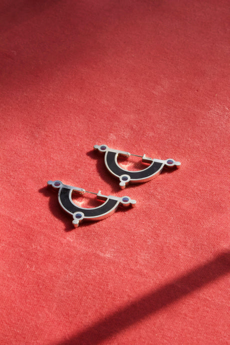 Day Dreaming Earrings - Solid Inlay Black/Blue - Eugene Choo