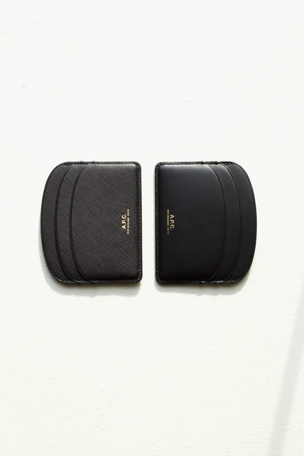 Demi-Lune Cardholder - Black and Black Embossed leather