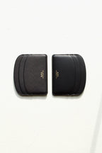 Demi-Lune Cardholder - Black and Black Embossed leather