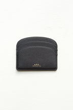 Demi-Lune Cardholder - Black Embossed calfskin leather