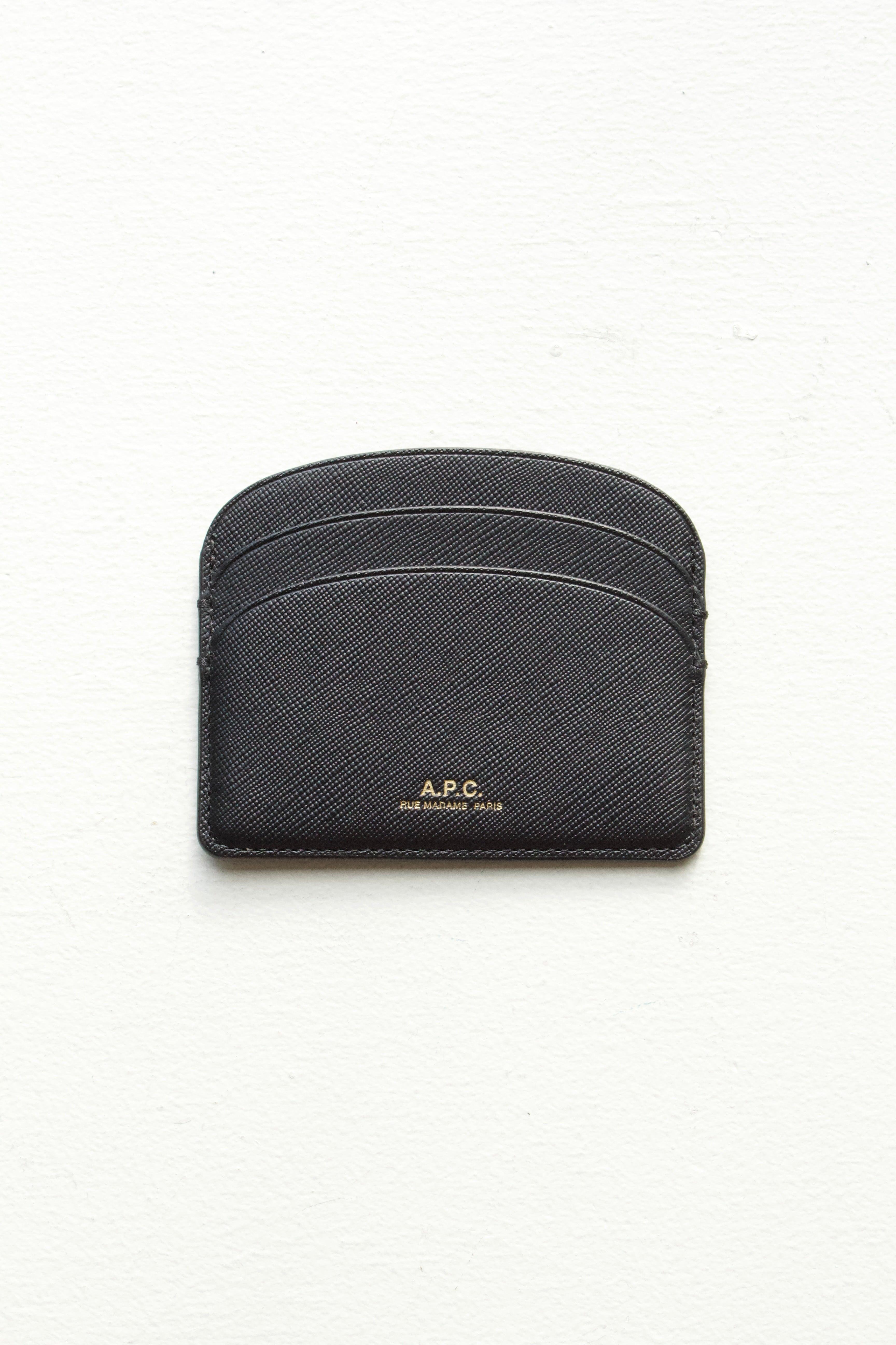 Demi-Lune Cardholder - Black Embossed calfskin leather