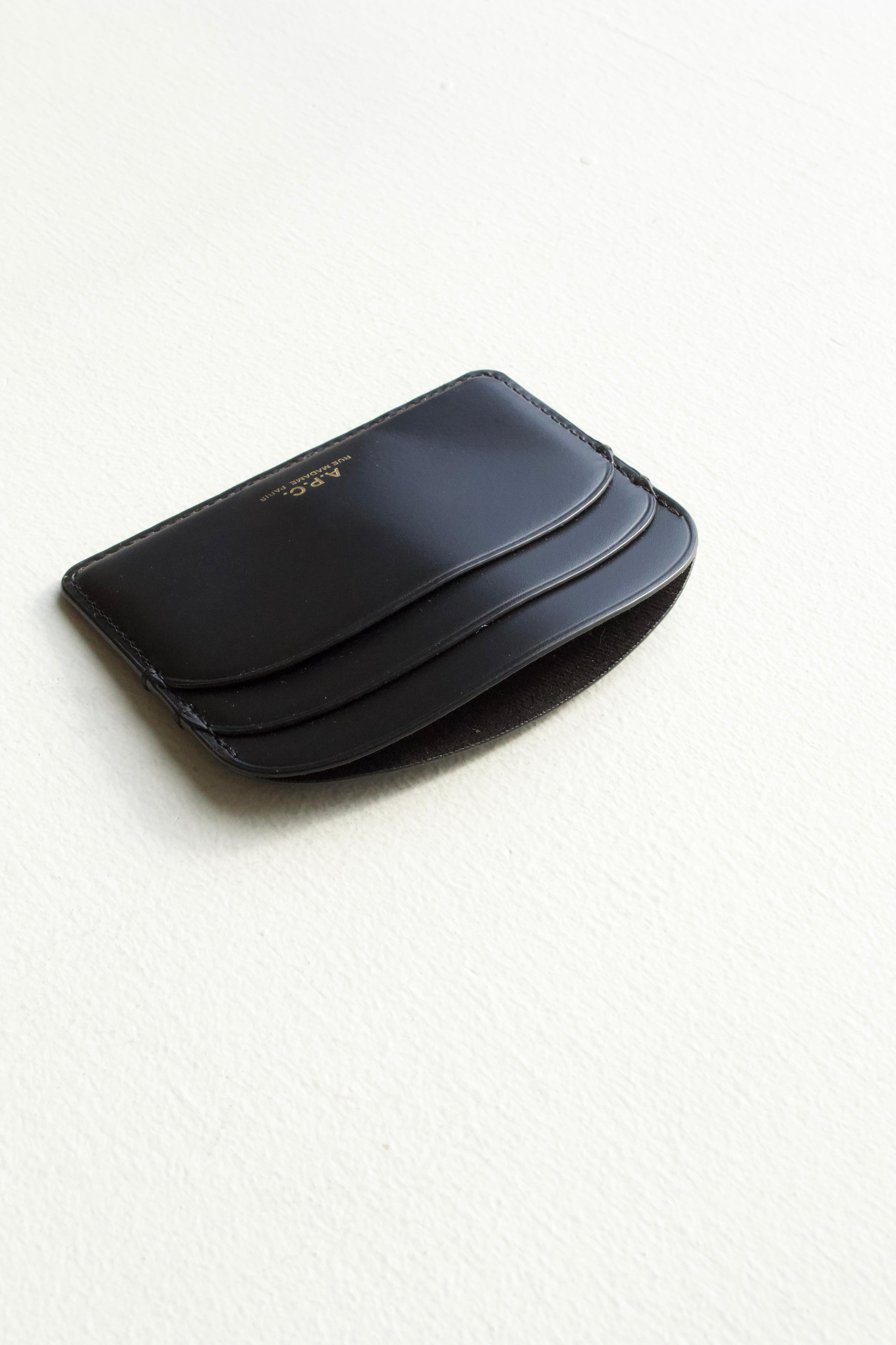 Demi-Lune Cardholder - Black calfskin leather - this is a close up shot of the fifth inner multifunctional pocket