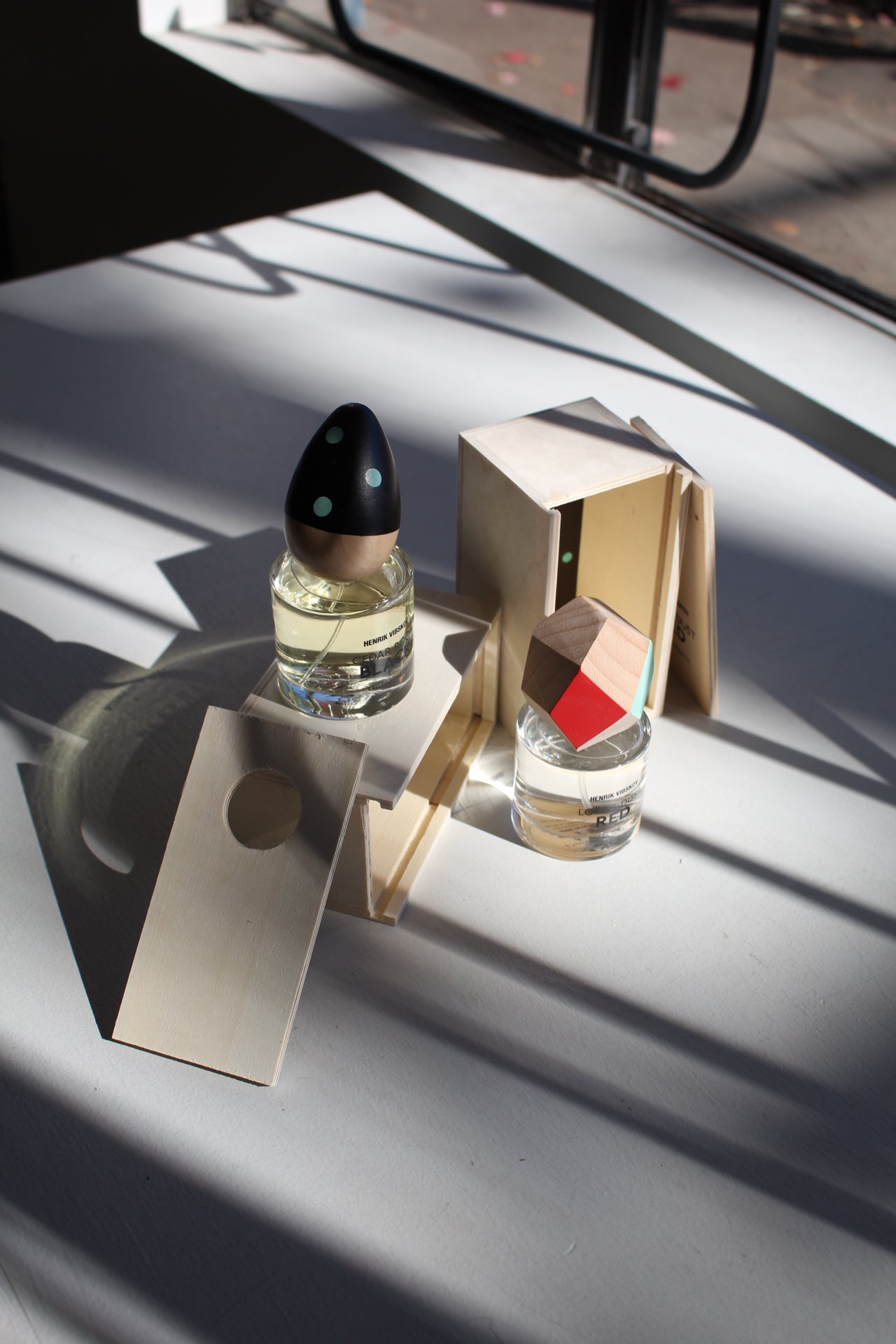 Henrik Vibskov Perfume - Lotus Dust Red or Cedar Root Black with wooden box cases