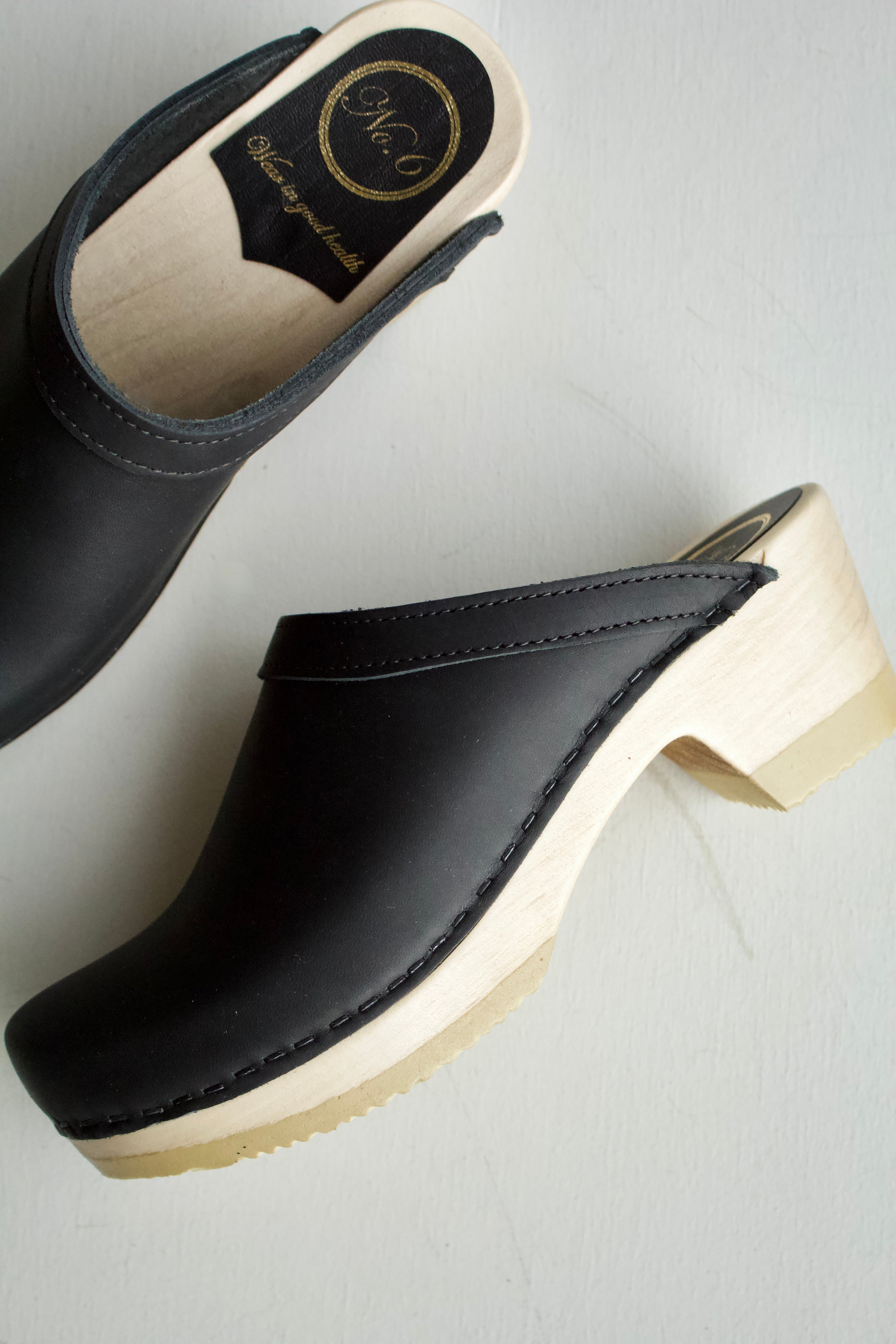 Old School Clog on Mid Heel - Black