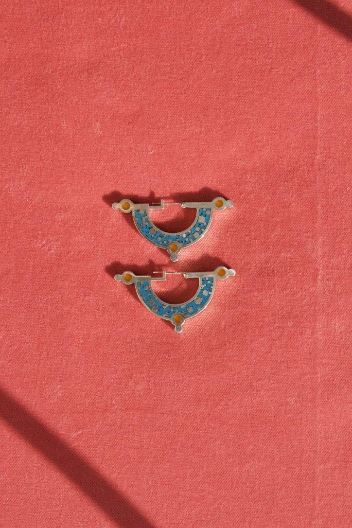 Daydreaming Earrings - Blue/Peach - Eugene Choo