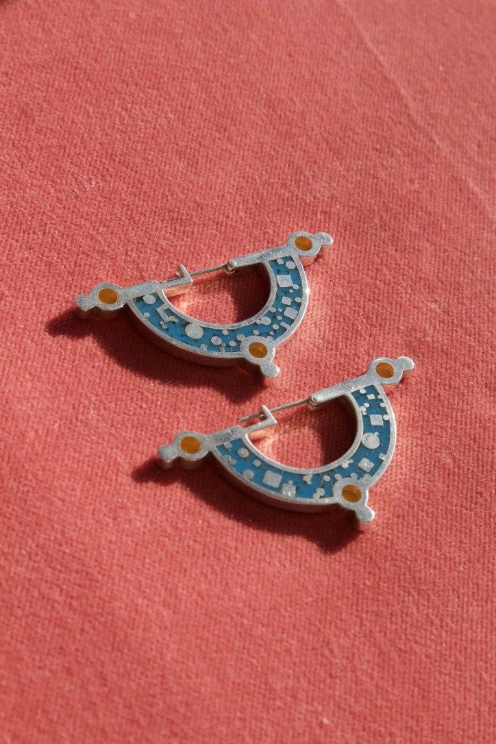Daydreaming Earrings - Blue/Peach - Eugene Choo