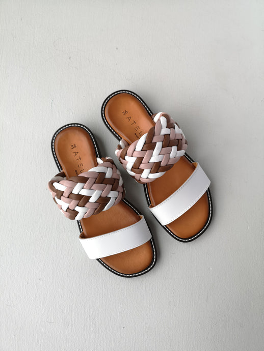 Ateliers Cypress Woven Straps Slide - White