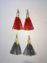 Load image into Gallery viewer, Eye of Needle - Quad Dangle Arches Earrings, in Silverlined Red, and Silverlined Grey
