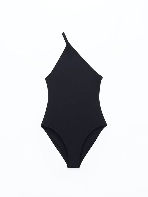 Filippa K Asymmetric Swimsuit - Black - flat front