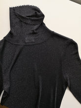 Load image into Gallery viewer, Filippa K Caroline Turtleneck - Black Lurex - front turtleneck, shoulder and fabric shimmer detail
