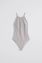 Load image into Gallery viewer, Filippa K - Halter Printed Swimsuit - Beige Stripe Print - front

