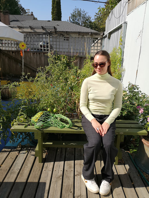 Filippa K - Natalia Sweater in Pale Green - front sitting