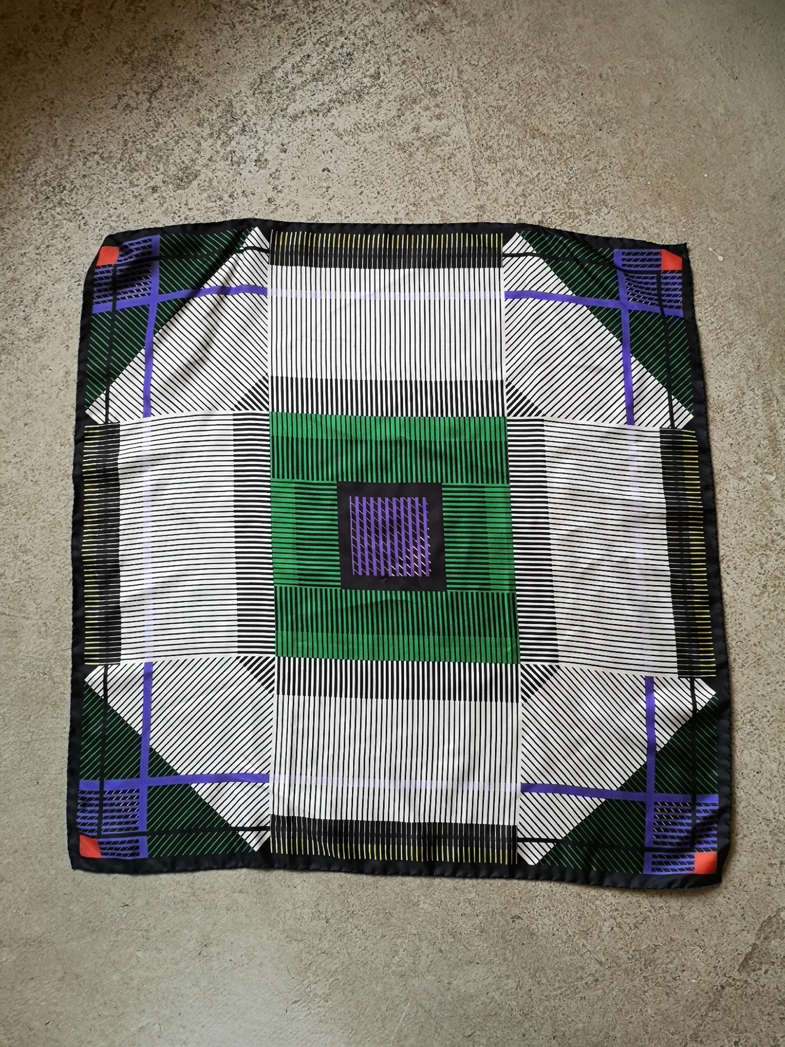 Henrik Vibskov Silk Scarf - Green/Cream/Blue - flat