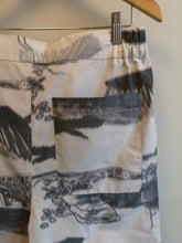 Load image into Gallery viewer, Henrik Vibskov Spyjama Shorts - Black White Ikat - back closeup of back pocket and fabric
