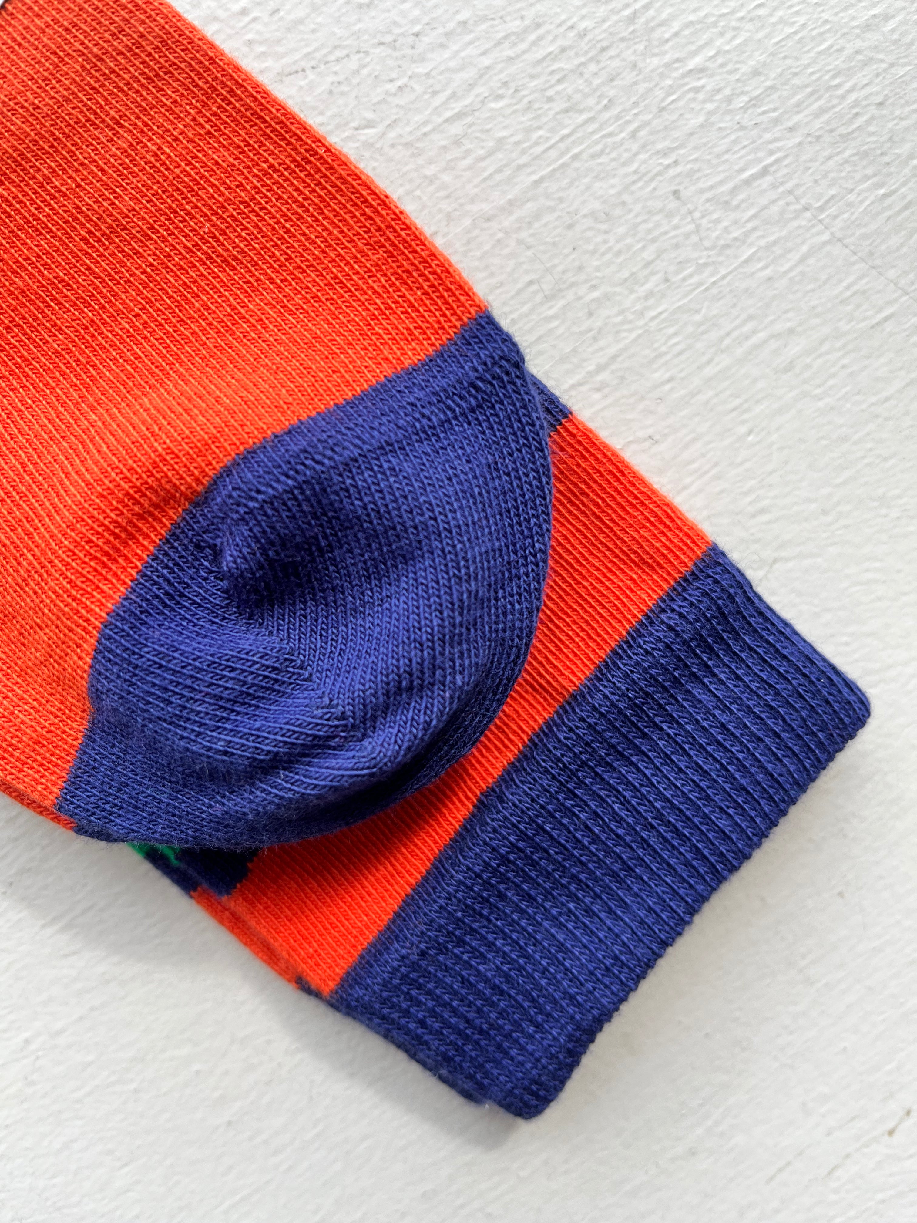 Henrik Viskov Siesta Socks Femme - Mandarin Green Navy - toe front