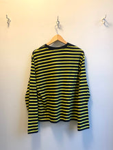 Load image into Gallery viewer, samsoe samsoe - Cerise Longsleeve T-Shirt - Yellow Navy Stripes - flat back
