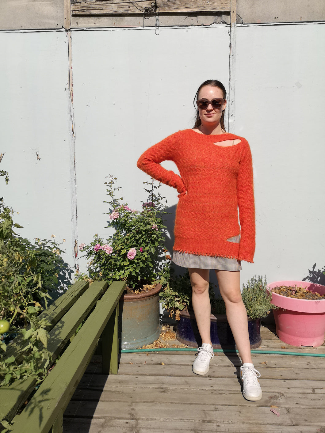 Ka Wa Key - Deconstructed Mohair Cable Sweater - Nasturtium - front
