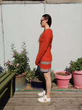 Load image into Gallery viewer, Ka Wa Key - Deconstructed Mohair Cable Sweater - Nasturtium - side
