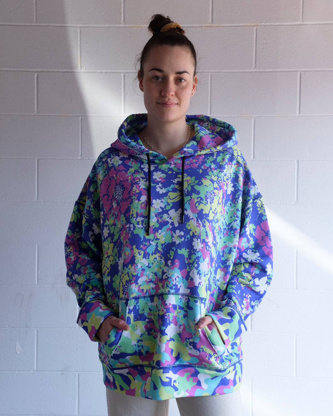 Ka Wa Key - Floral Camo French Terry Hoodie - Neon Forest - front