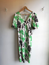 Load image into Gallery viewer, No.6 Lilah Dress - Cream/Emerald Tulips - front with waist-tie untied
