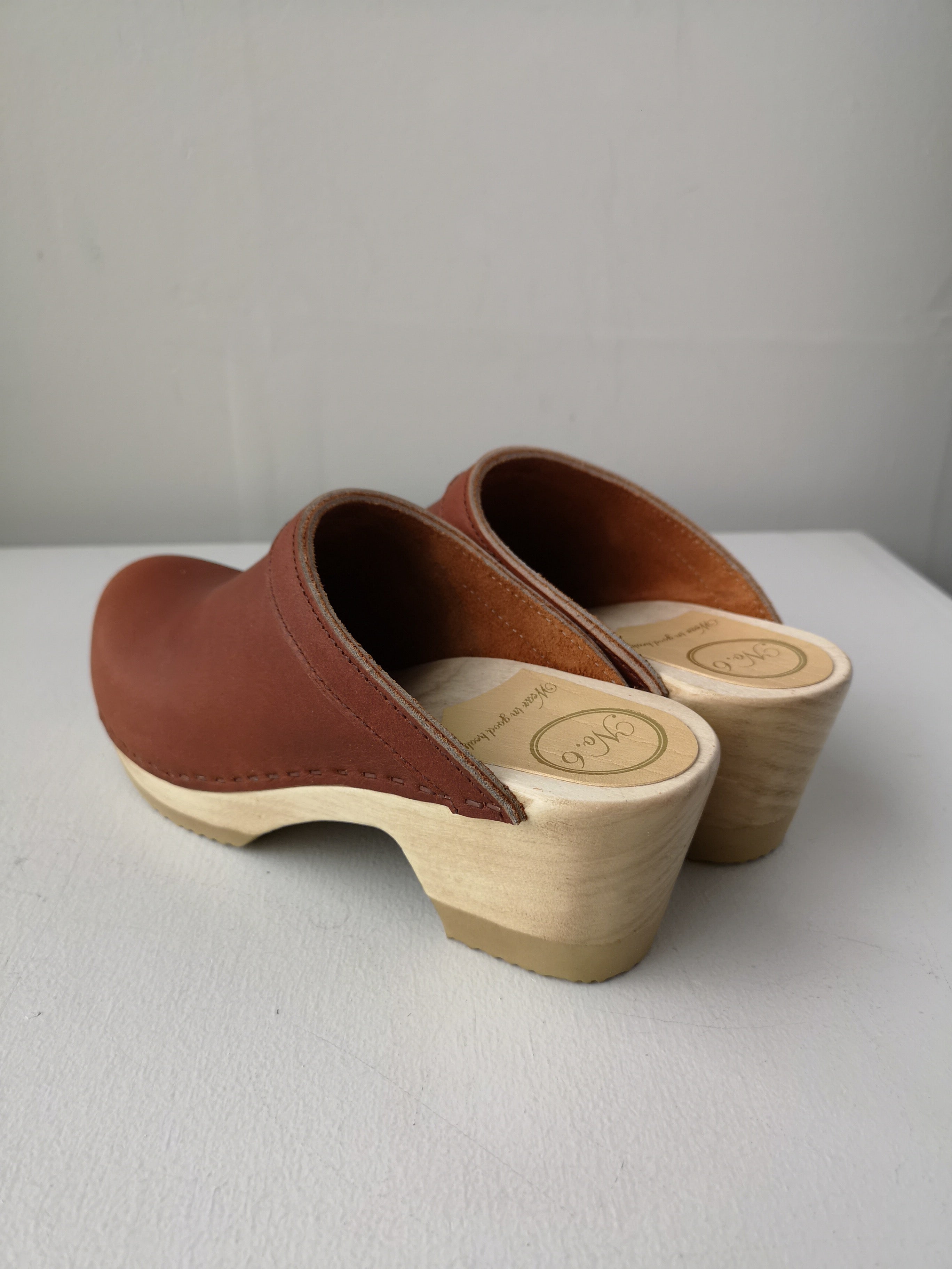Old School Clog on Mid Heel Bourbon Eugene Choo