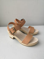 Two Strap Clog on Mid Heel - Desert