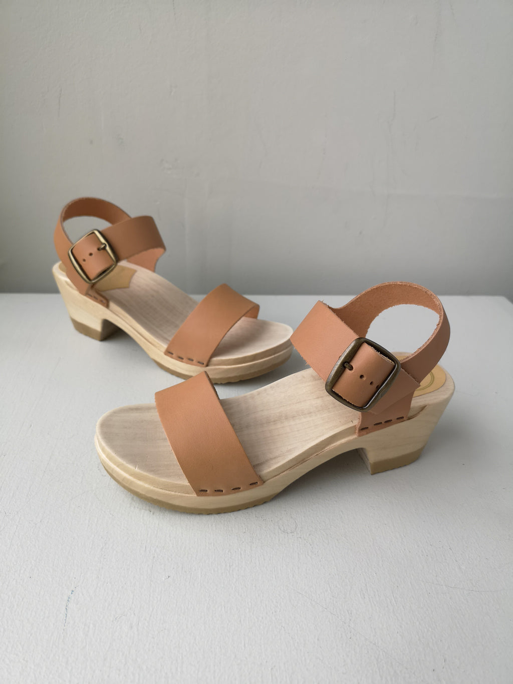 No.6 - Two Strap Clog on Mid Heel - Desert