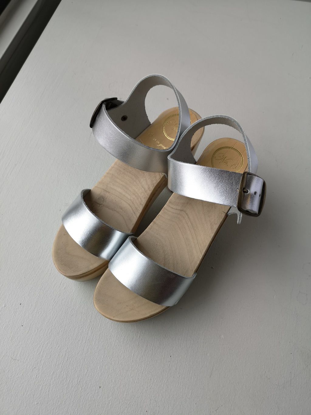 Two Strap Clog on Platform - Silver