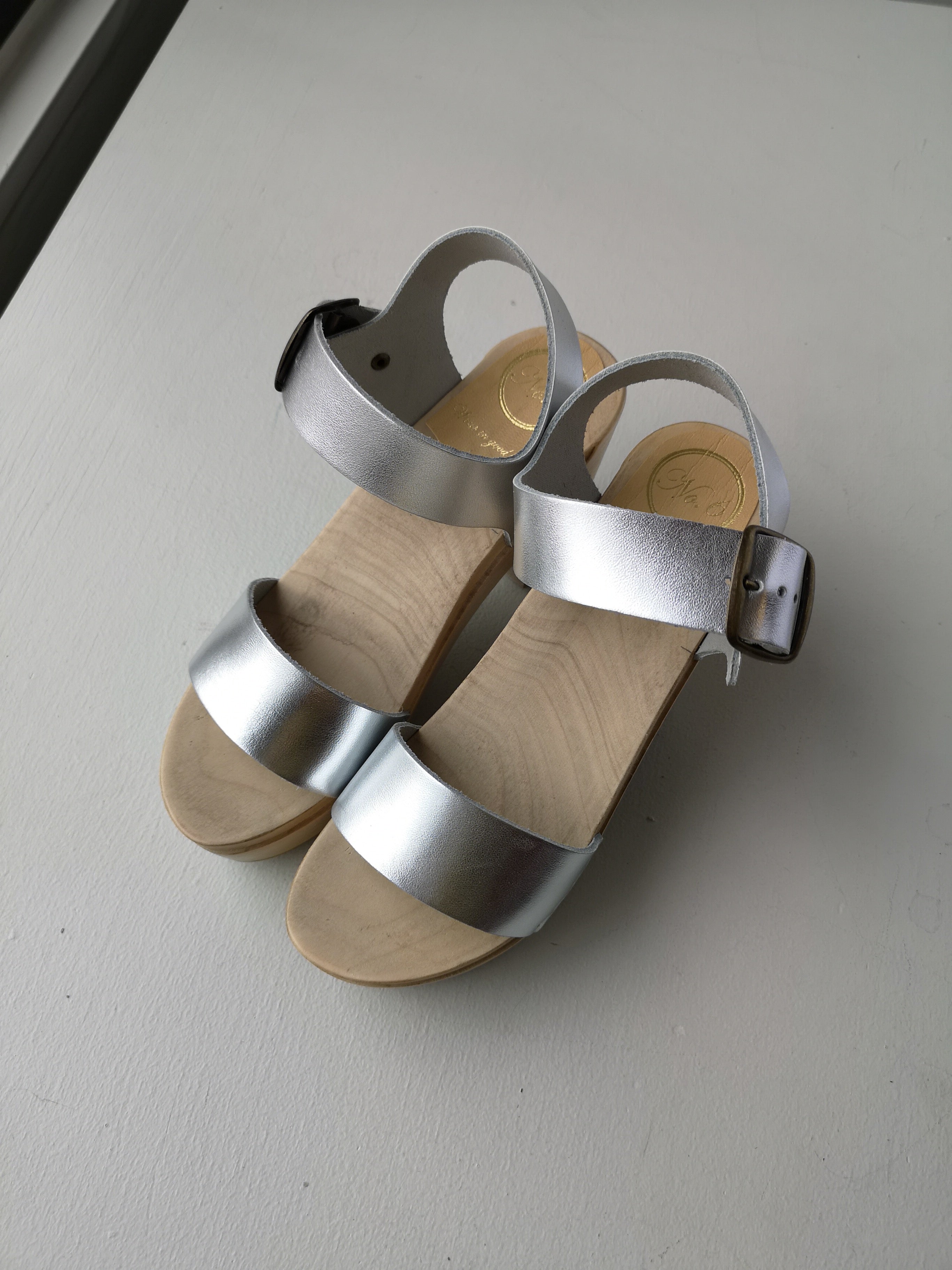 Two Strap Clog on Platform - Silver