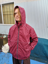 Load image into Gallery viewer, Old Fashioned Standards Waxed Bomber Jacket - Burgandy - front model with hood up
