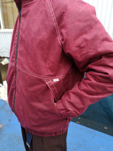 Load image into Gallery viewer, Old Fashioned Standards Waxed Bomber Jacket - Burgandy - front model with hand in front pocket
