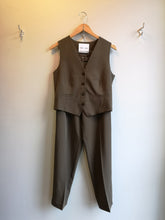 Load image into Gallery viewer, Samsoe Samsoe Ramona Vest and Hallie Trousers - Crocodile - front of complete set
