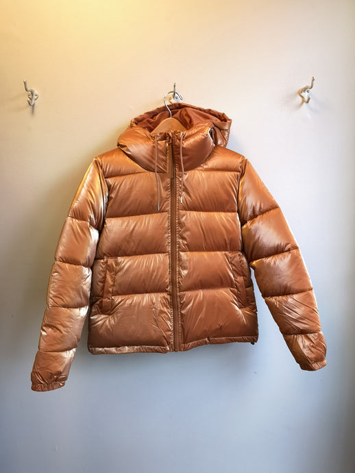Selfhood Hooded Puffer Jacket - Apricot - front