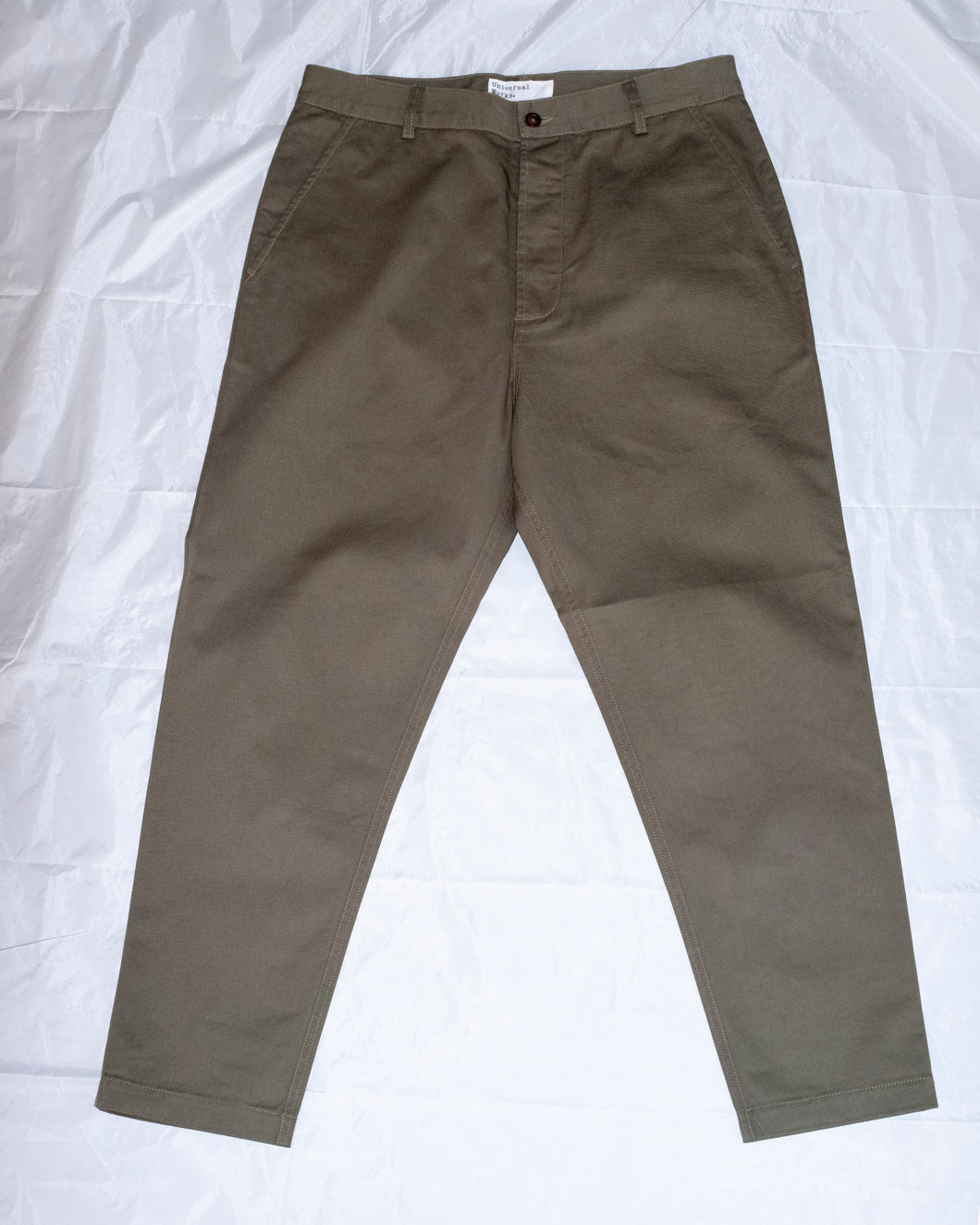 Universal Works Military Chino - Light Olive Twill - flat front