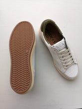 Load image into Gallery viewer, Woden Babtiste Lace Sneaker x STB - White/Green - top view laces and bottom rubber sole
