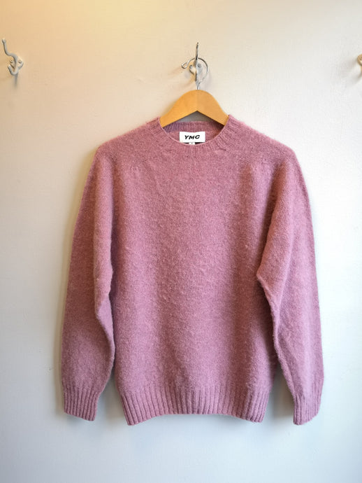 YMC Suedehead Crew Neck Knit Sweater - Pink - front